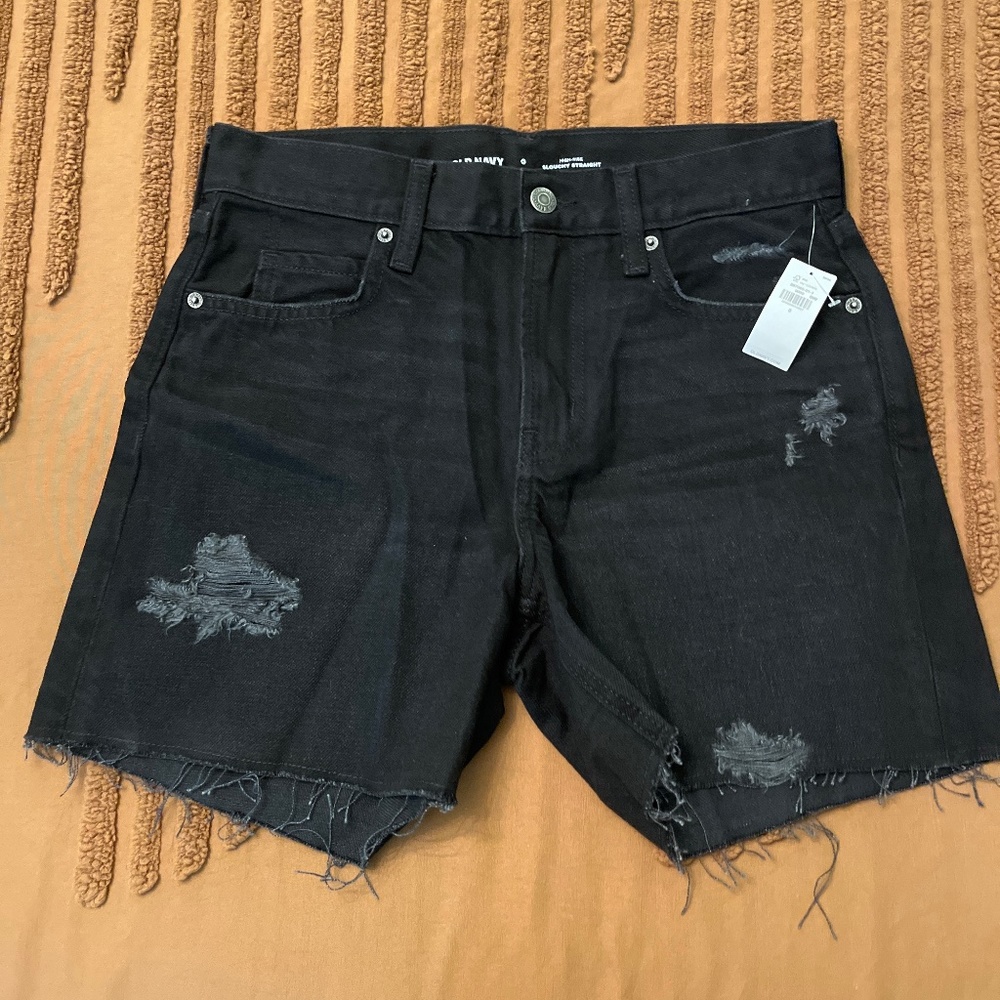 Old navy black slouchy straight jean shorts